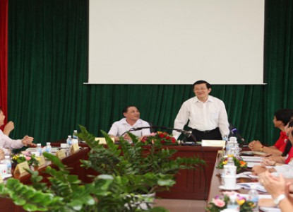 Chủ tịch nước Trương Tấn Sang làm việc với Trung ương Hội Chữ thập đỏ Việt Nam